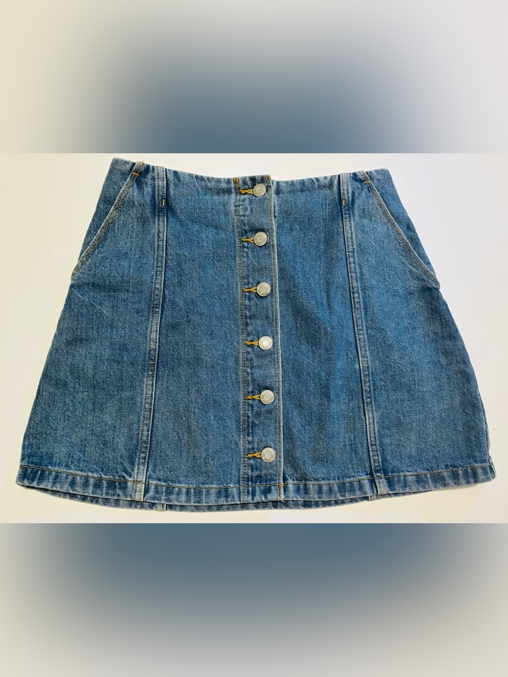 Wilfred Blue Button-Front A-Line Denim Skirt
